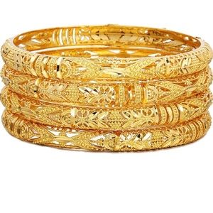 Floral 18K Gold Plated Dubai Gold Bangles Women Gold Color Bangles&Bracelet​​